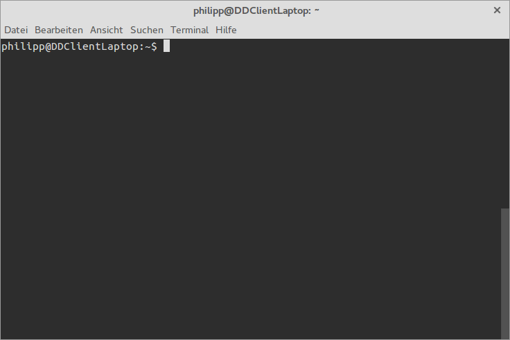 Terminal, zu beachten sind die schlichten Scrollbars.
