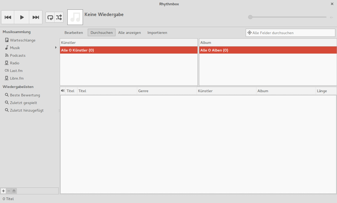 Rythmbox im Numix GTK 3 Flat Theme Light.
